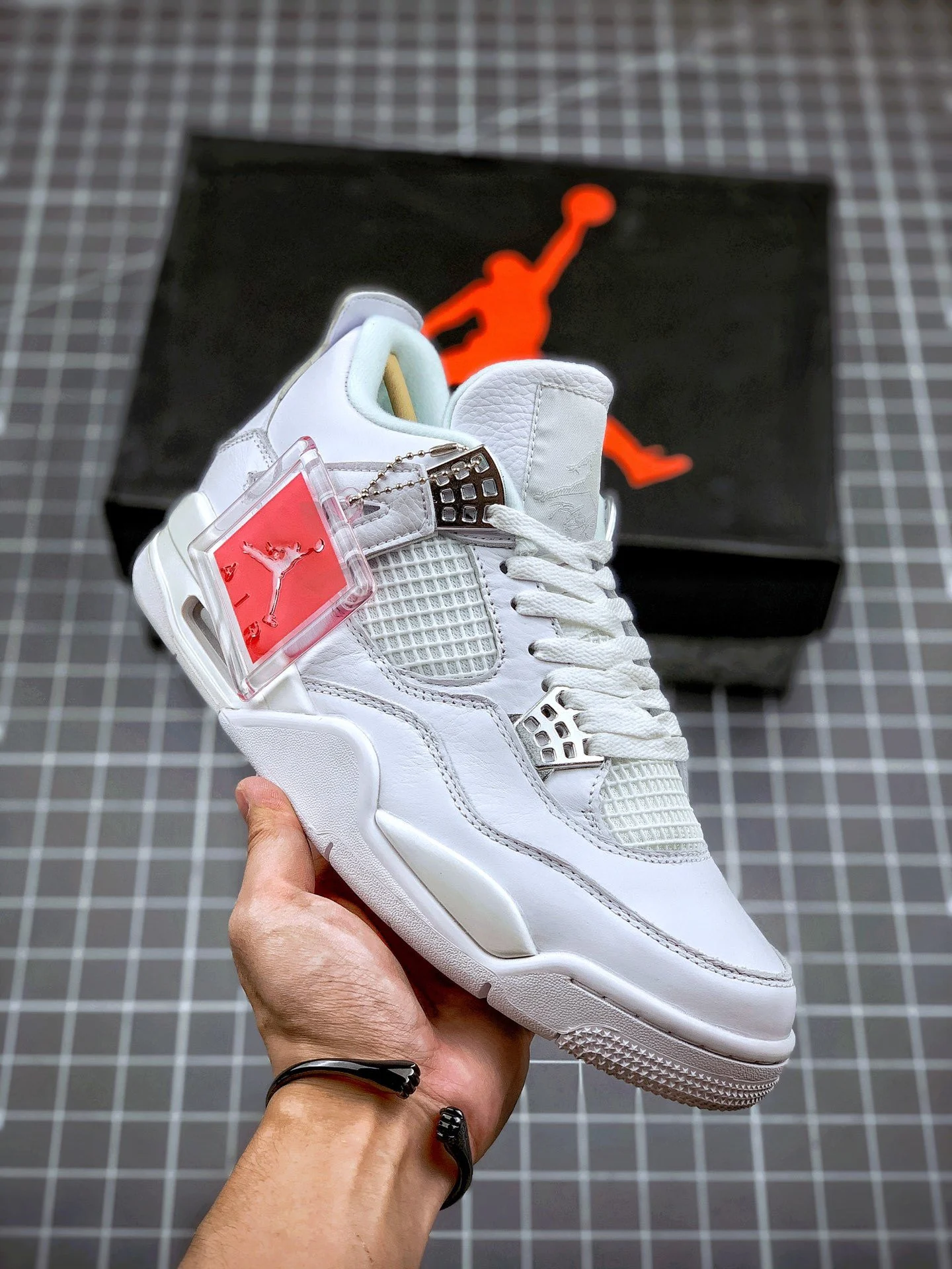 Air Jordan 4 Pure Money White Metallic Silver For Sale