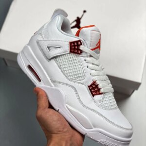 Air Jordan 4 White Team Orange-Metallic Silver For Sale