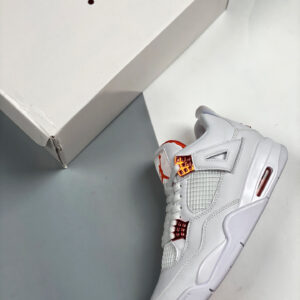 Air Jordan 4 White Team Orange-Metallic Silver For Sale