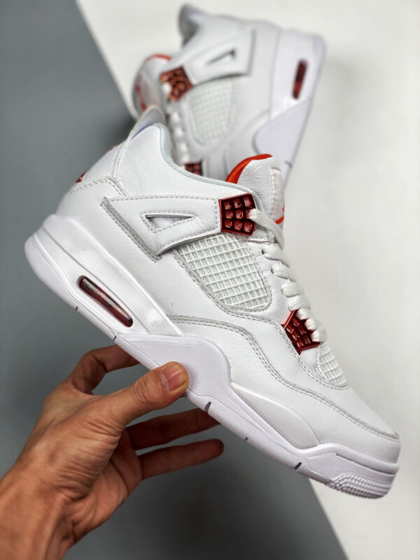 Air Jordan 4 White Team Orange-Metallic Silver For Sale