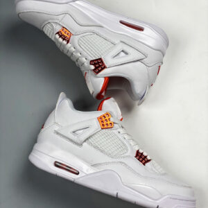 Air Jordan 4 White Team Orange-Metallic Silver For Sale