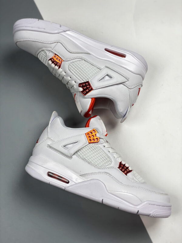 Air Jordan 4 White Team Orange-Metallic Silver For Sale