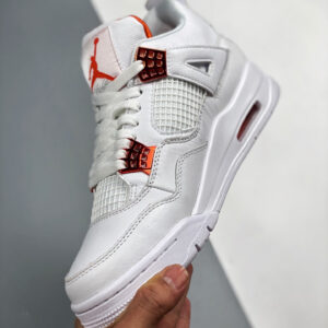 Air Jordan 4 White Team Orange-Metallic Silver For Sale