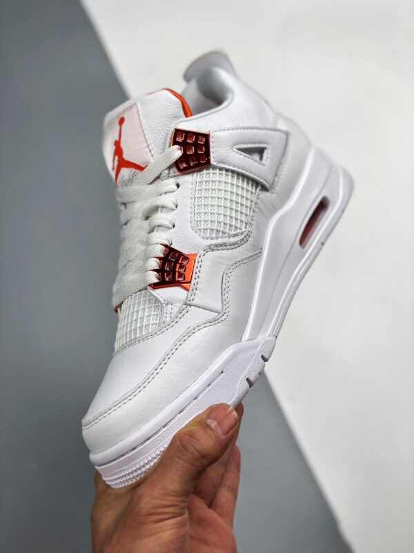 Air Jordan 4 White Team Orange-Metallic Silver For Sale