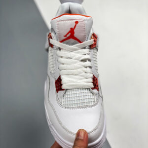 Air Jordan 4 White Team Orange-Metallic Silver For Sale