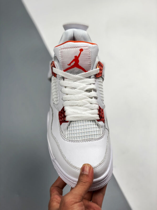 Air Jordan 4 White Team Orange-Metallic Silver For Sale