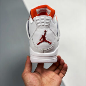 Air Jordan 4 White Team Orange-Metallic Silver For Sale