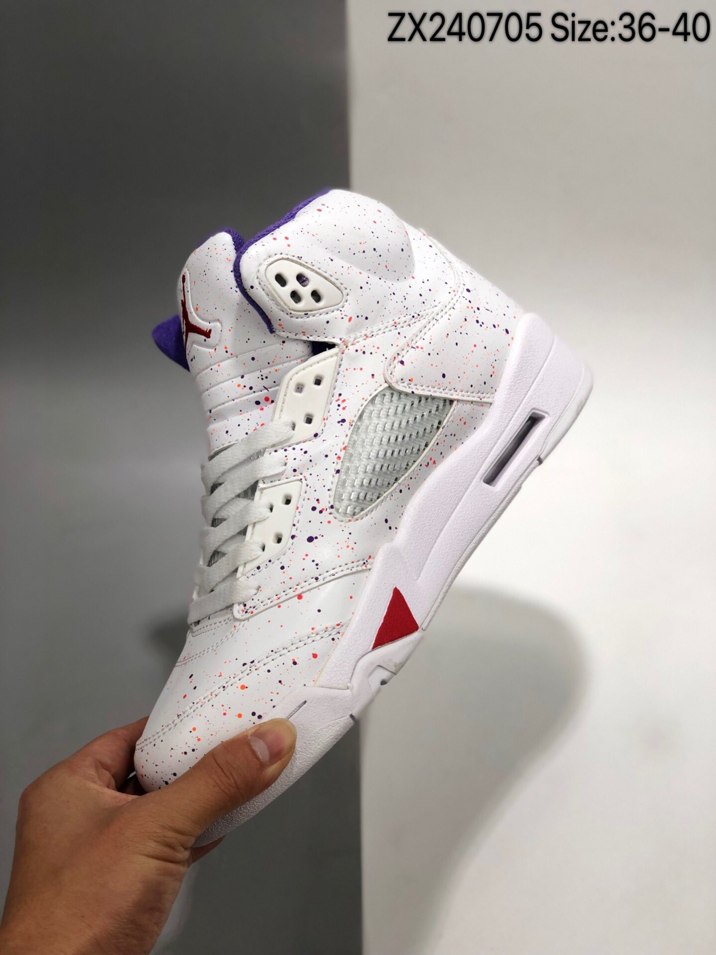 Air Jordan 5 GS Easter White Laser Crimson-Voltage Purple For Sale