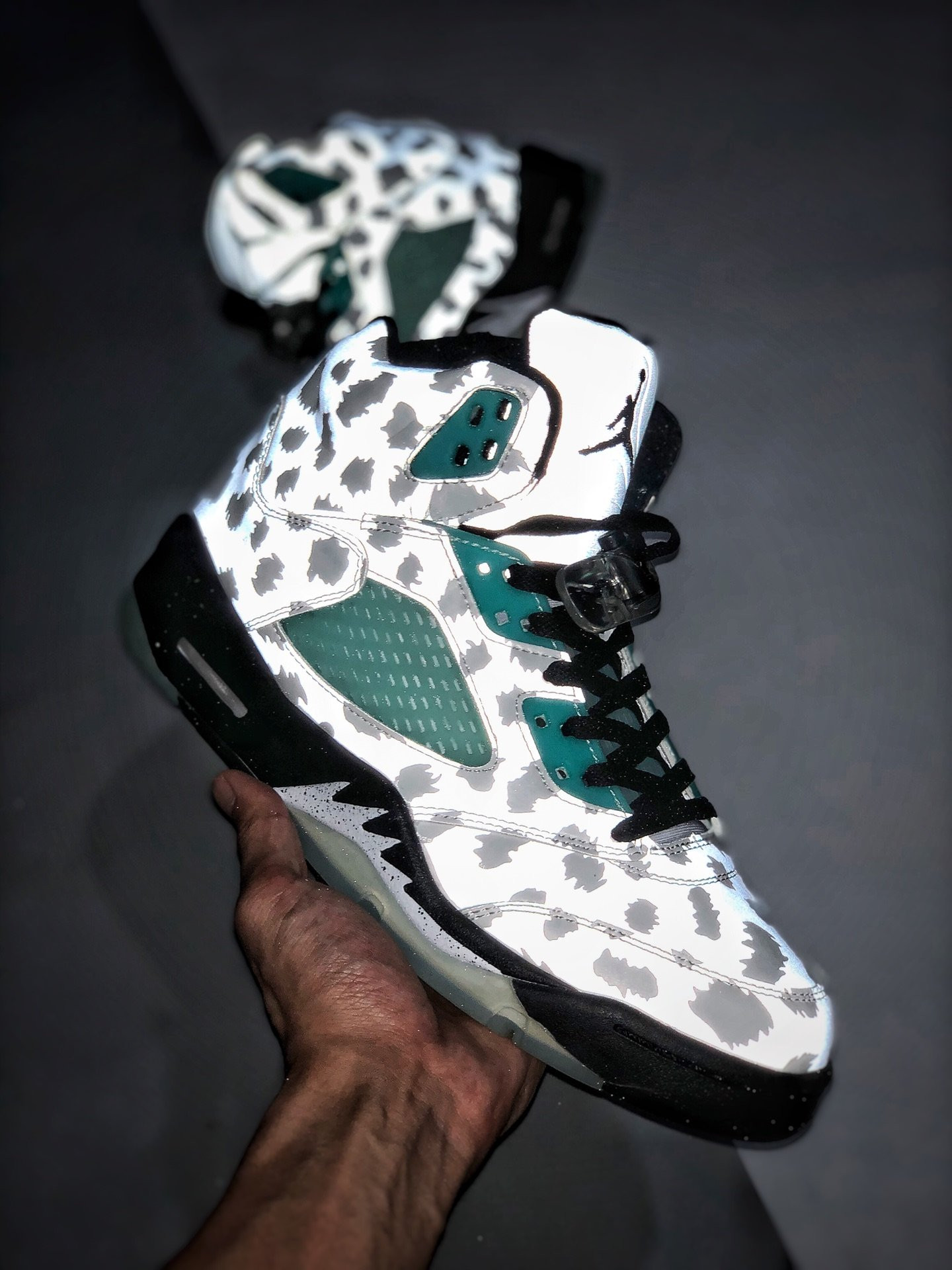 Air Jordan 5 White Black-White-Island Green For Sale