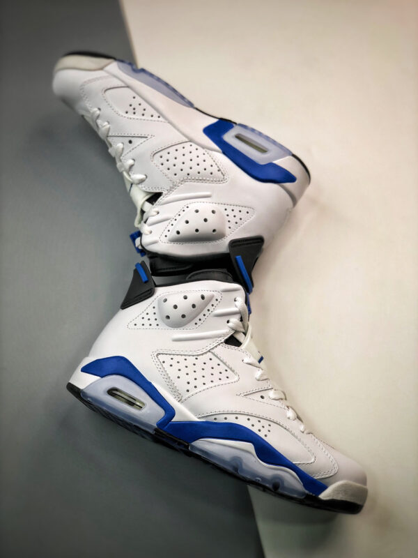 Air Jordan 6 Retro White Sport Blue-Black 384664-107 For Sale