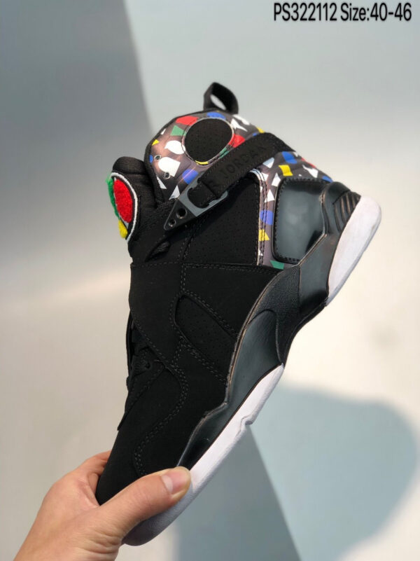 Air Jordan 8 Quai 54 Black White-Multi-Color For Sale