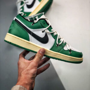 Custom Air Jordan 1 Low Pine Green White For Sale