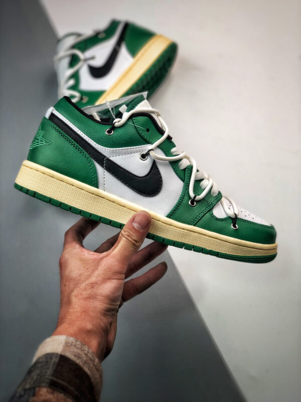 Custom Air Jordan 1 Low Pine Green White For Sale