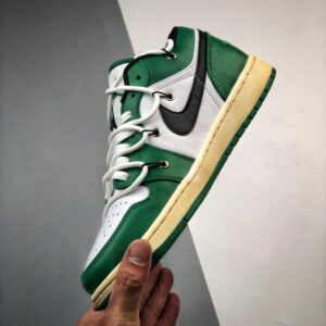 Custom Air Jordan 1 Low Pine Green White For Sale