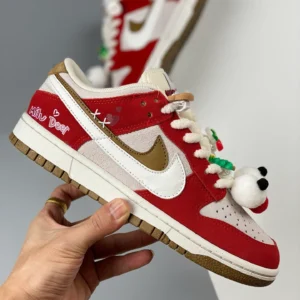 Custom Nike Dunk Low Christmas Red White For Sale