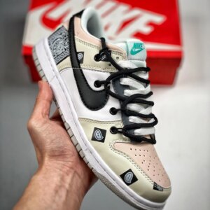 Custom Nike Dunk Low Retro Beige White Black For Sale