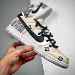 Custom Nike Dunk Low Retro Beige White Black For Sale