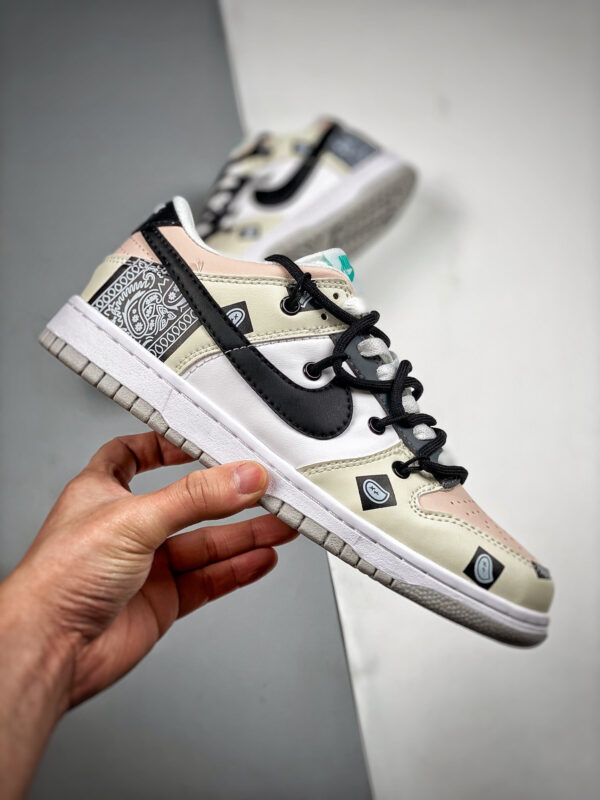 Custom Nike Dunk Low Retro Beige White Black For Sale