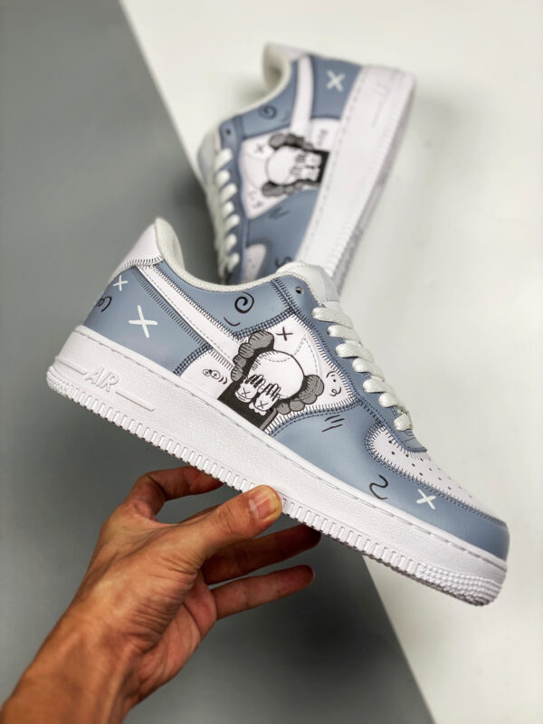 Custom x Kaws Nike Air Force 1 Low Blue White For Sale