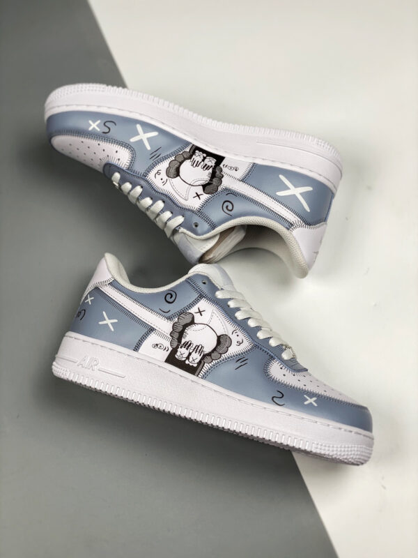 Custom x Kaws Nike Air Force 1 Low Blue White For Sale