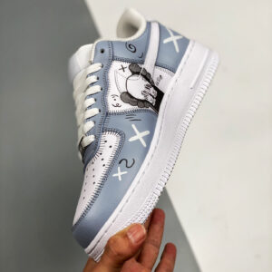 Custom x Kaws Nike Air Force 1 Low Blue White For Sale