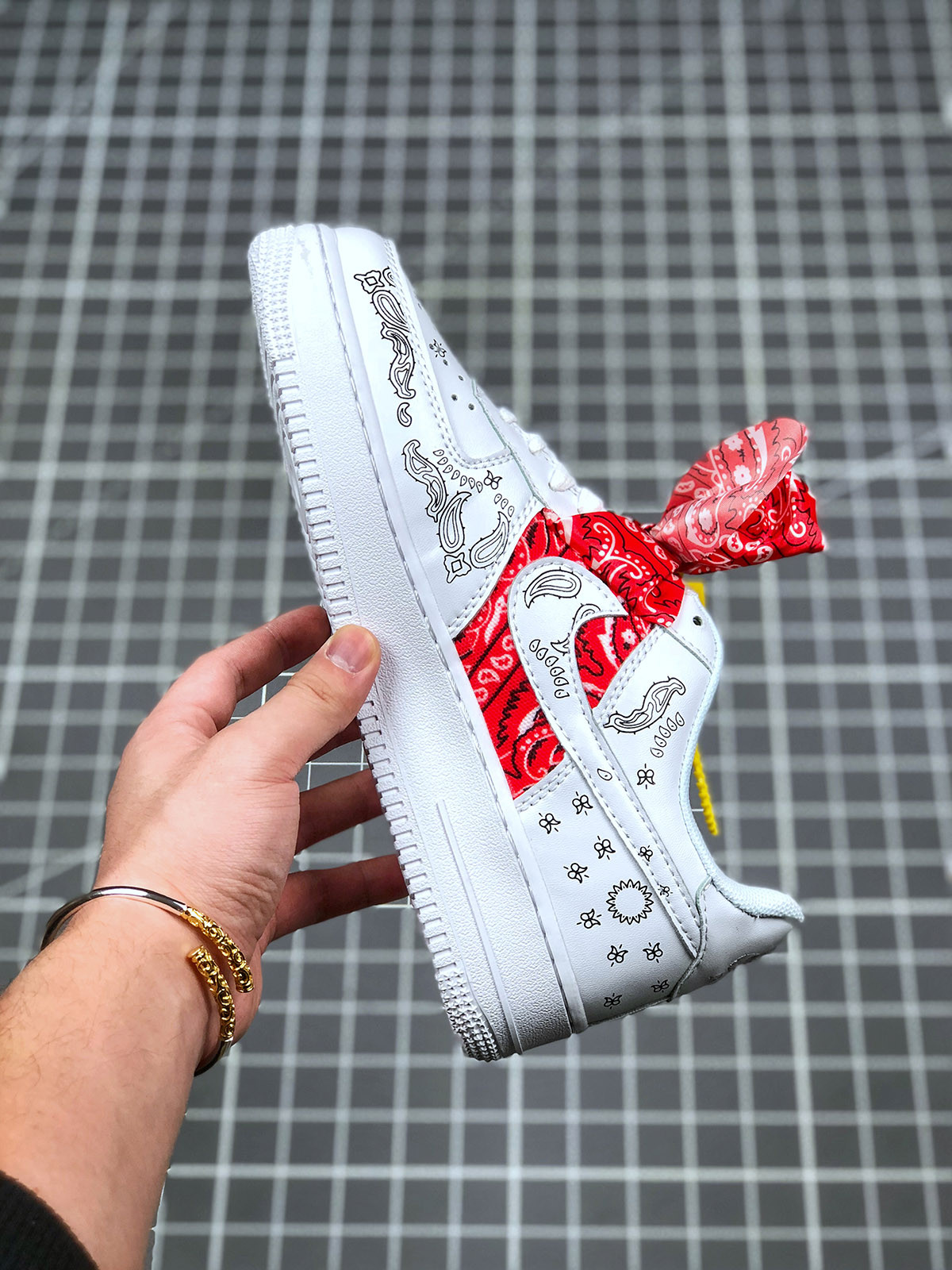 Custom x Nike Air Force 1 Low White Red Black For Sale