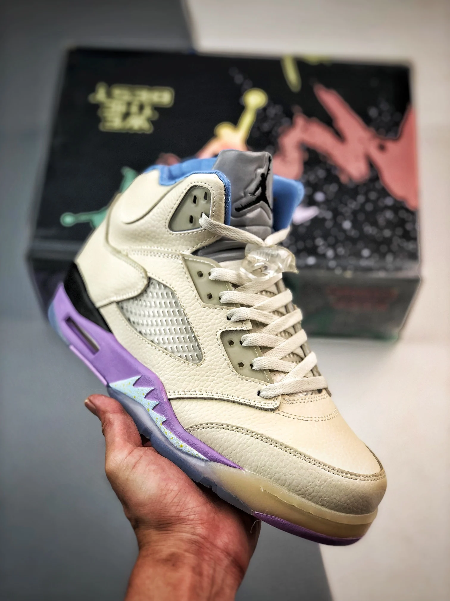 DJ Khaled x Air Jordan 5 Sail Washed Yellow-Violet Star DV4982-175 For Sale