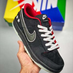 LPL x Nike Dunk Low Black White-Bright Crimson For Sale