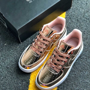 Nike Air Force 1 Liquid Metal Metallic Bronze White For Sale