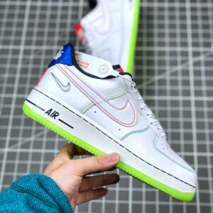 Nike Air Force 1 Low Outside The Lines White Racer Blue-Aurora Green For Sale