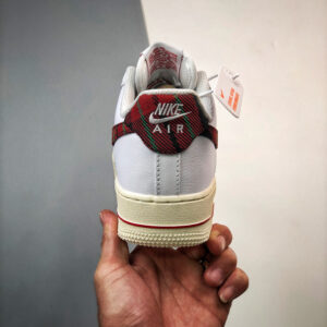 Nike Air Force 1 Low Plaid Swoosh White Red DV0789-100 For Sale