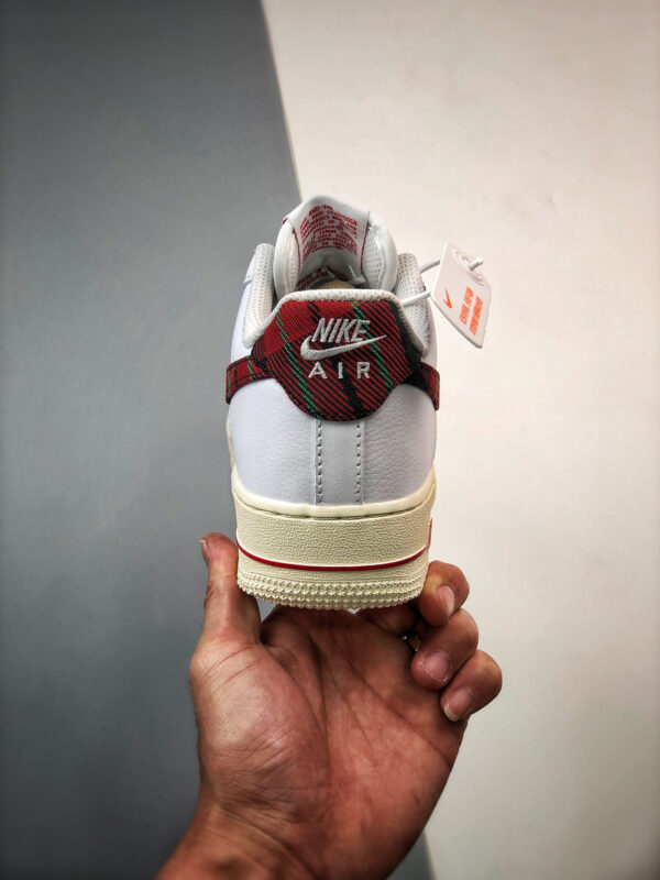 Nike Air Force 1 Low Plaid Swoosh White Red DV0789-100 For Sale