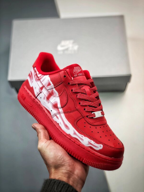 Nike Air Force 1 Low Skeleton Red Custom For Sale