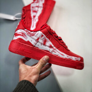 Nike Air Force 1 Low Skeleton Red Custom For Sale