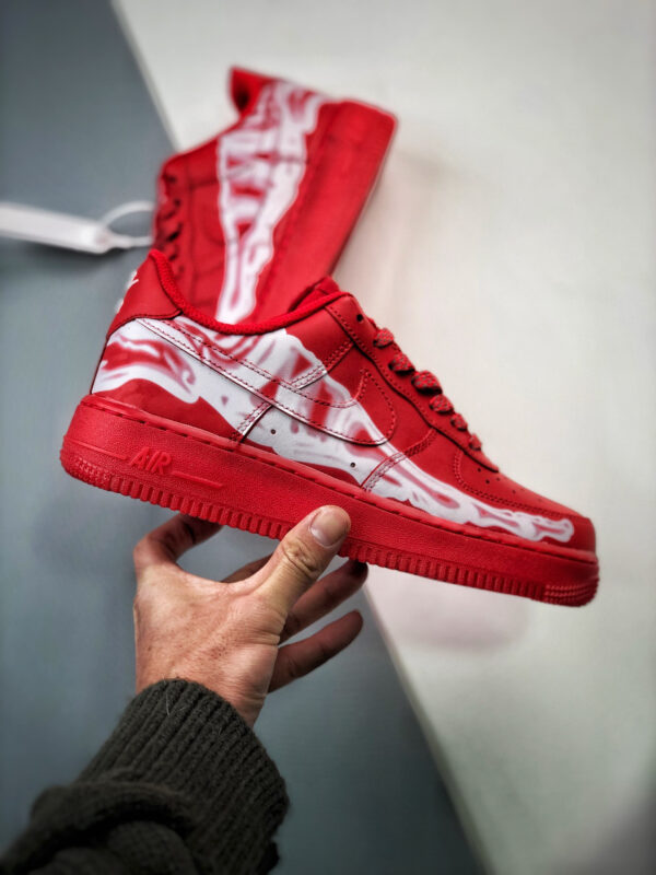 Nike Air Force 1 Low Skeleton Red Custom For Sale