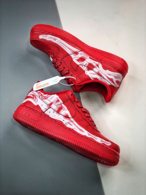 Nike Air Force 1 Low Skeleton Red Custom For Sale