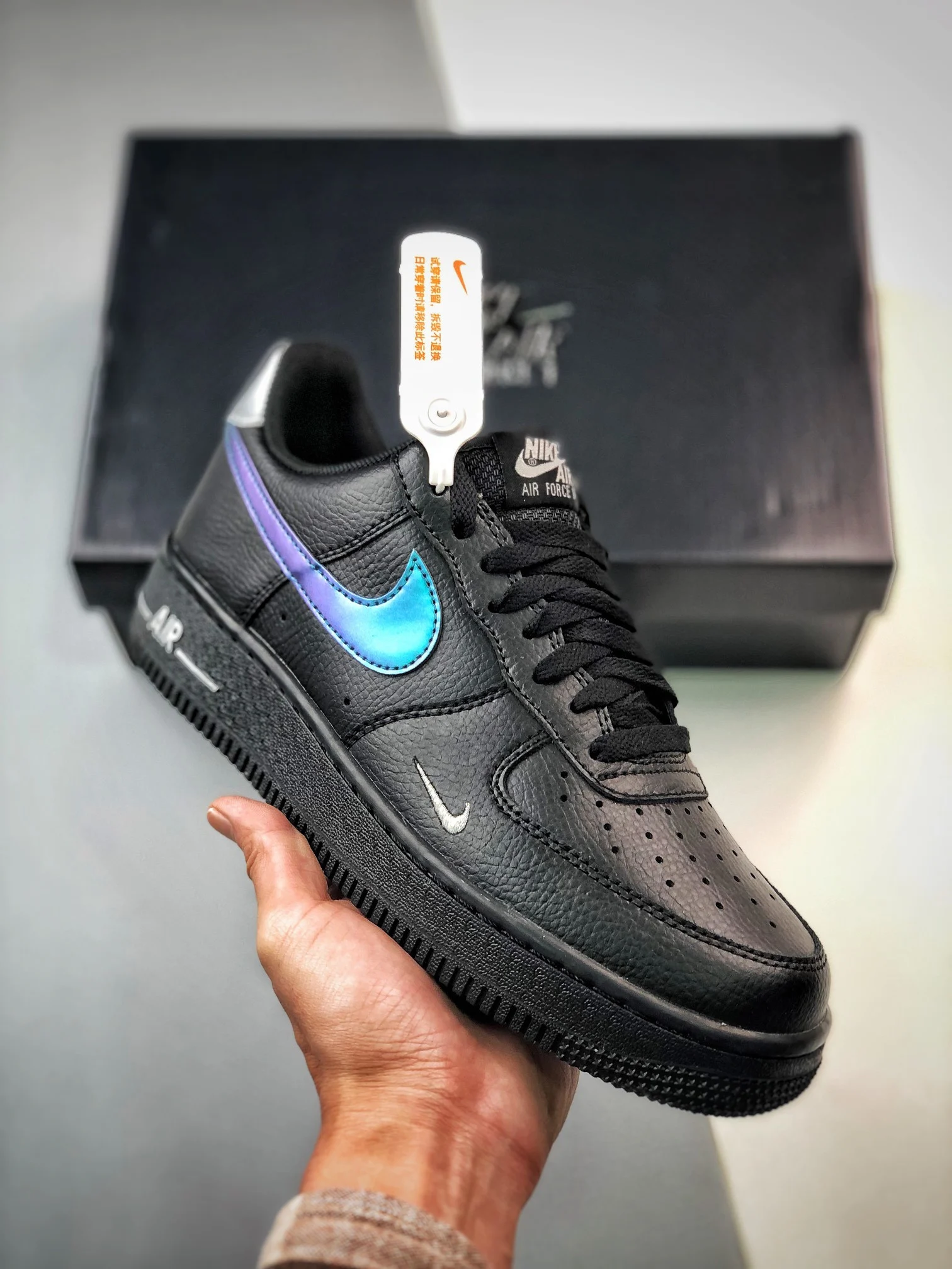 Nike Air Force 1 Low Black Blue Lightning FD0654-001 For Sale