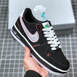 Nike Air Force 1 Low Black White-Bright Crimson-Green Strike For Sale