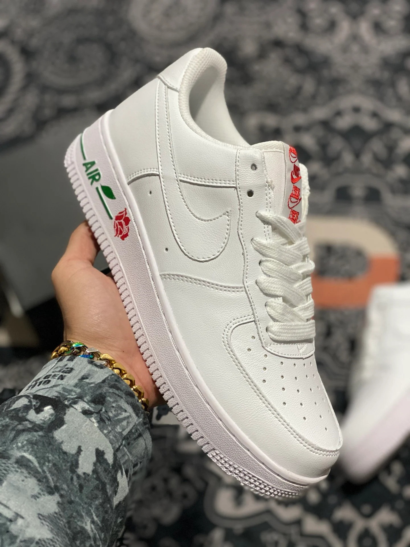 Nike Air Force 1 Low Rose White University Red-Pine Green For Sale