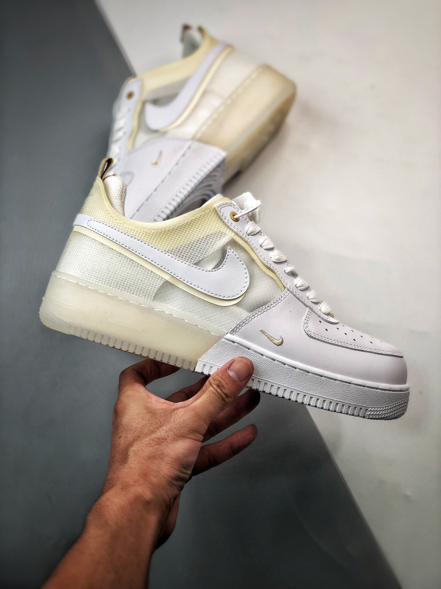 Nike Air Force 1 React White Coconut Milk-LT Iron Ore DH7615-100 For Sale