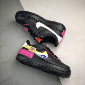 Nike Air Force 1 Shadow Black Limelight-Cosmic Fuchsia-White Purple