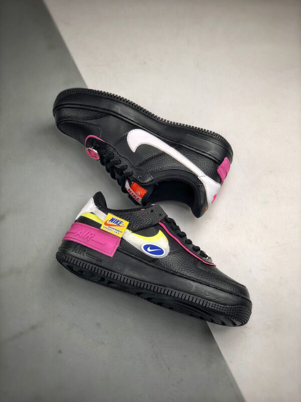 Nike Air Force 1 Shadow Black Limelight-Cosmic Fuchsia-White Purple