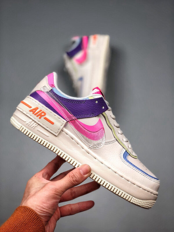 Nike Air Force 1 Shadow Transparent Swoosh Sail Pink Purple