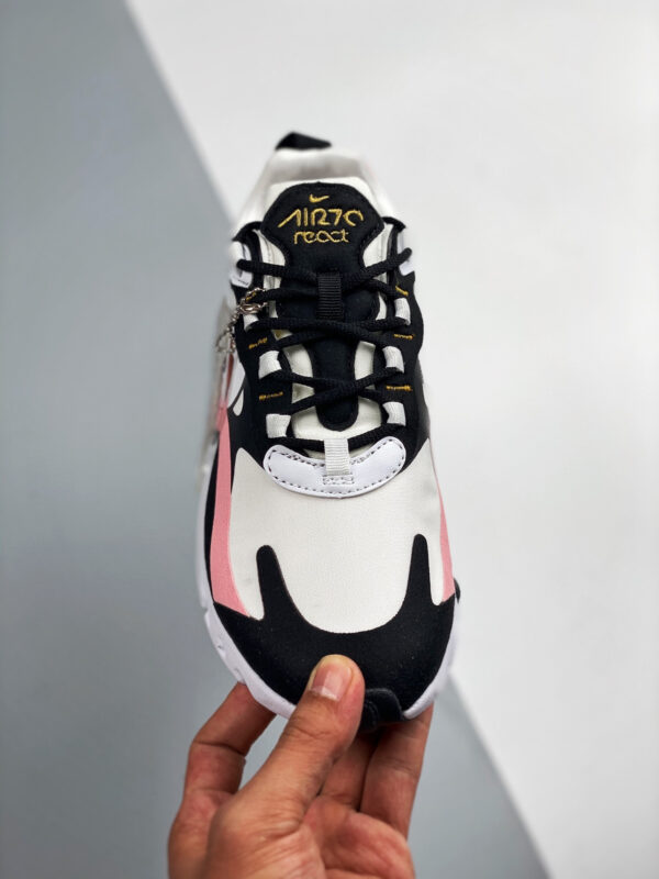 Nike Air Max 270 React Black White-Bleached Coral-Metallic Gold For Sale