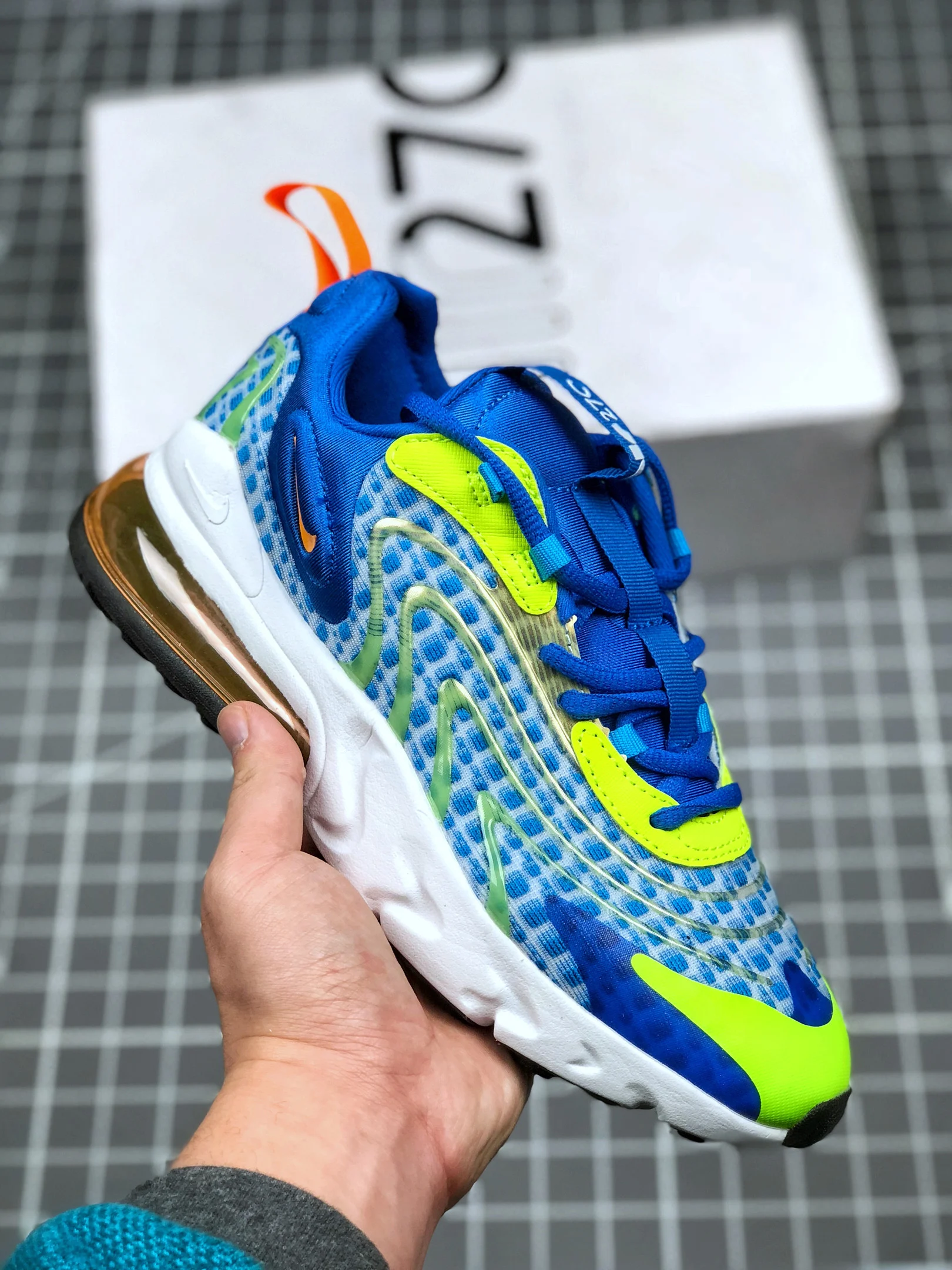 Nike Air Max 270 React ENG V3 Royal Blue White Yellow For Sale