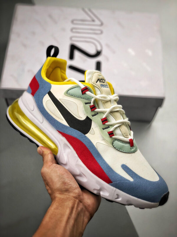 Nike Air Max 270 React Phantom Black-Light Blue-University Red