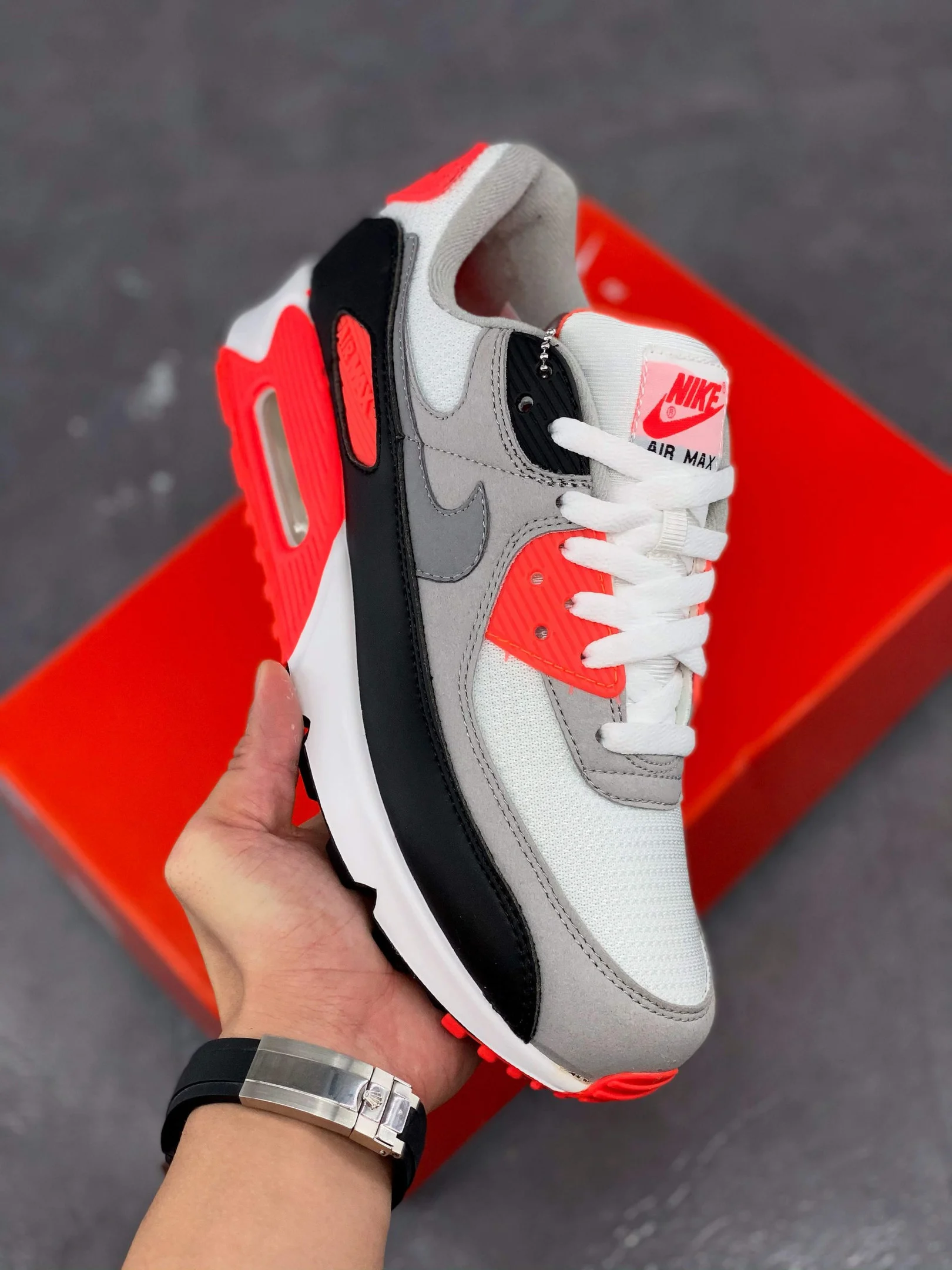 Nike Air Max 90 OG Infrared White Black-Cool Grey-Radiant Red For Sale