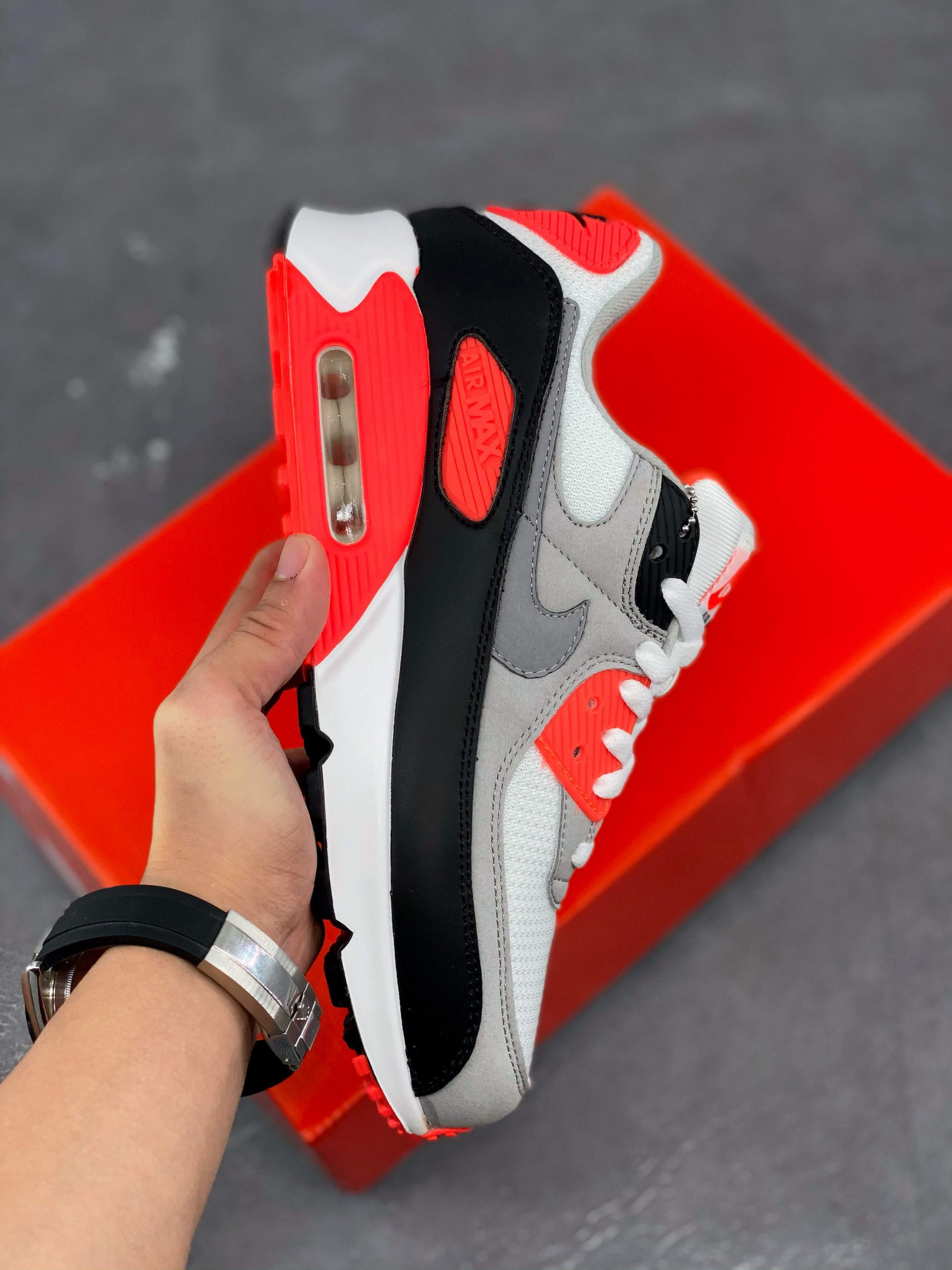 Nike Air Max 90 OG Infrared White Black-Cool Grey-Radiant Red For Sale