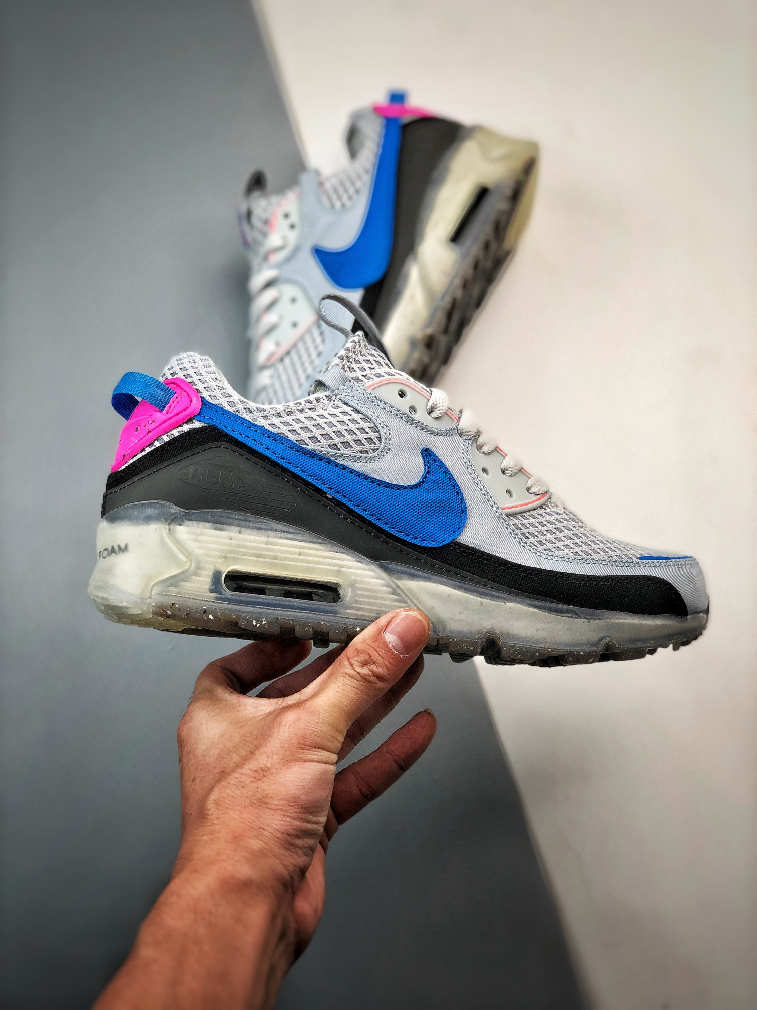 Nike Air Max 90 Terrascape Grey Blue Pink DM0033-004 For Sale