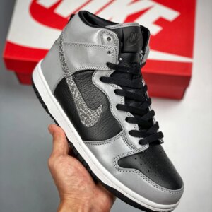 Nike Dunk Hi Premium SP White Black-Reflect Silver For Sale